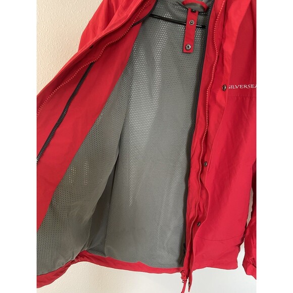 Silversea Expeditions All Weather Coat Jacket Medium Red Mens Hooded Full Zip - Picture 13 of 16